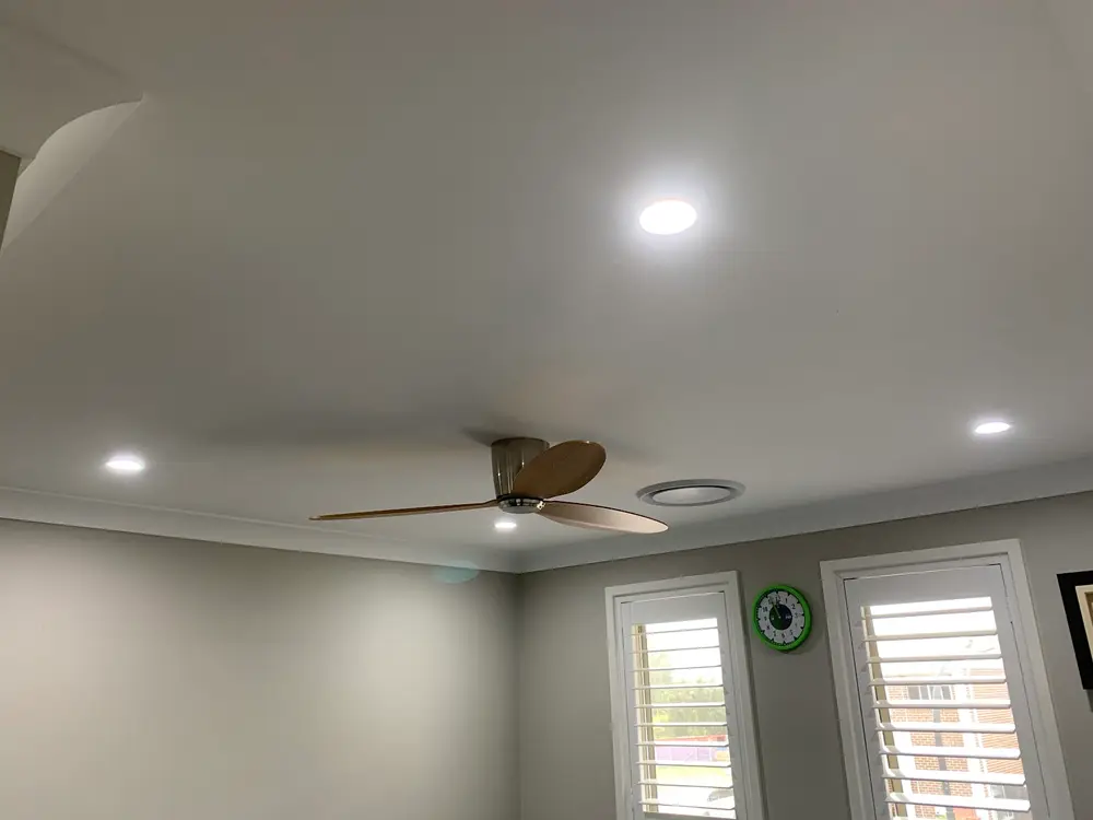 Installed ceiling fan with lighting