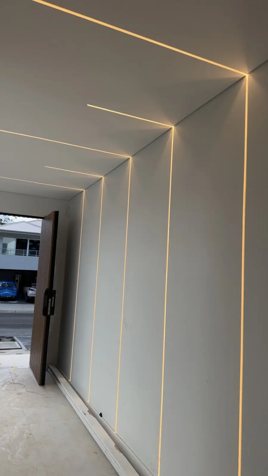Recessed LED lights in a new entry hall